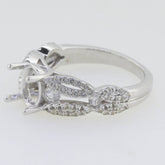 Sterling Silver Semi Mount Ring Setting Oval OV 8x6mm Halo Twisted Shank L552R55 - Syzjewelry